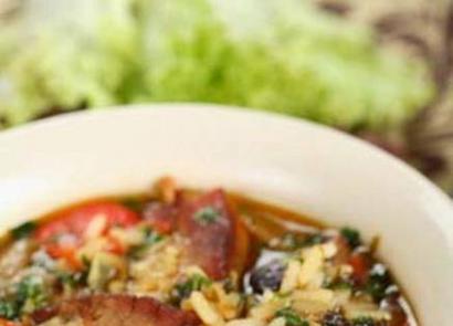 Bulvių ir ryžių nauda kiekviename šaukšte Ryžių sriubos su mėsos sultiniu receptas